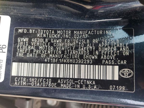 2017 TOYOTA CAMRY LE/SE/XLE/XSE
