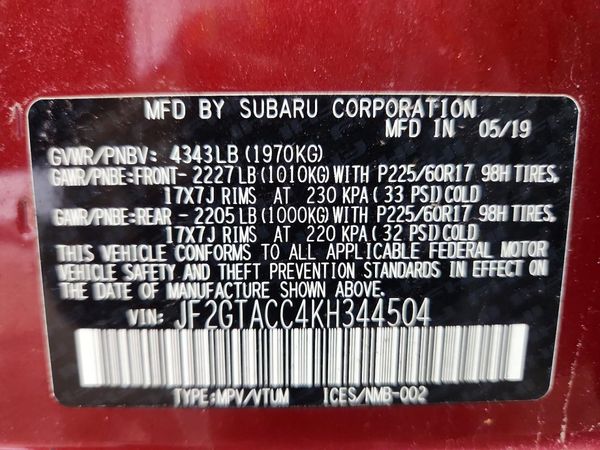 2019 SUBARU CROSSTREK
