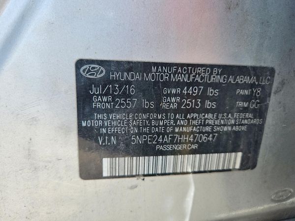 2017 HYUNDAI SONATA SE, Eco