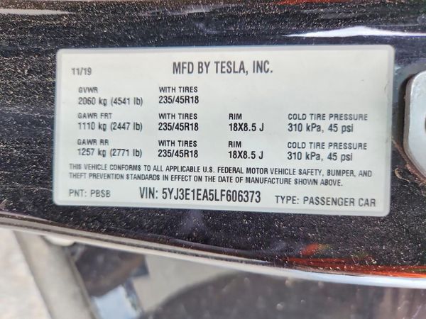 2020 TESLA MODEL 3