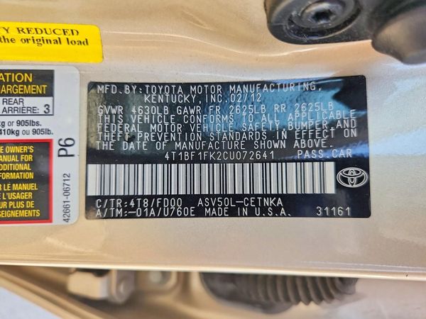 2012 TOYOTA CAMRY