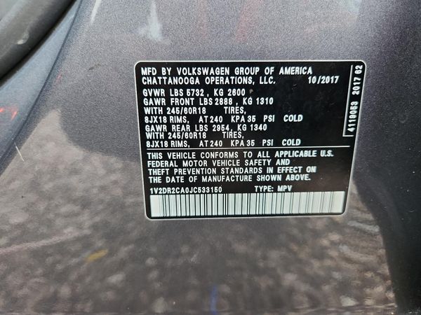 2018 VOLKSWAGEN ATLAS SE