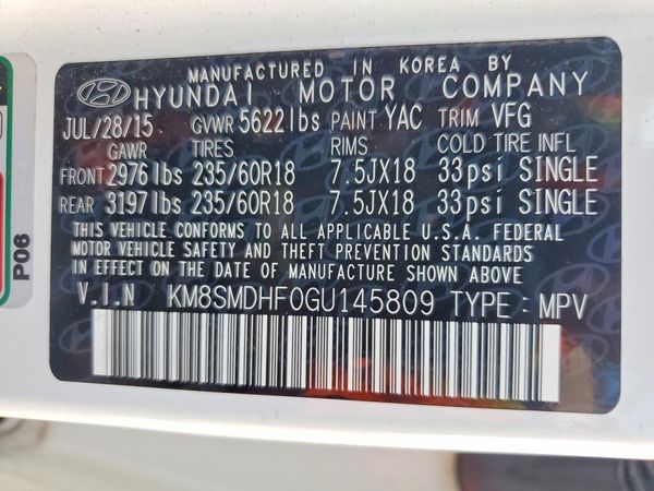 2016 HYUNDAI SANTA FE GI