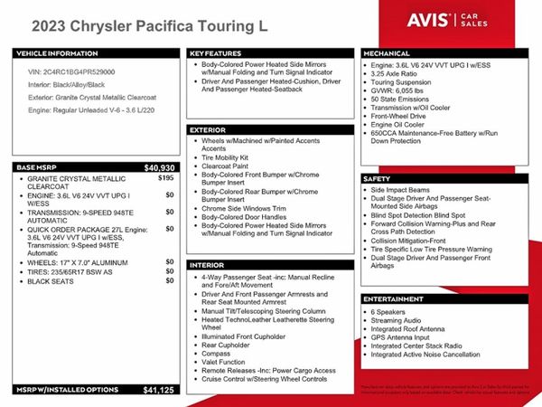 2023 CHRYSLER PACIFICA Touring L