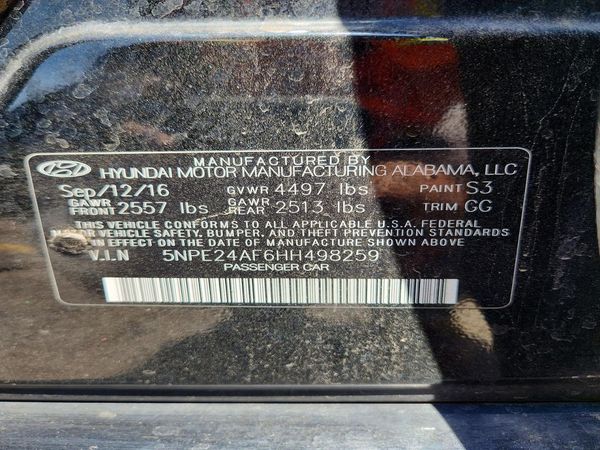2017 HYUNDAI SONATA SE, Eco