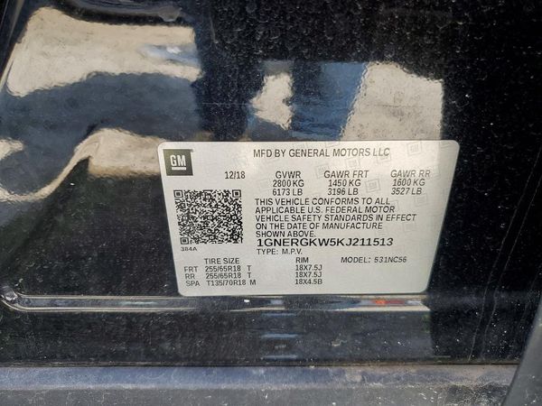 2019 CHEVROLET TRAVERSE LT