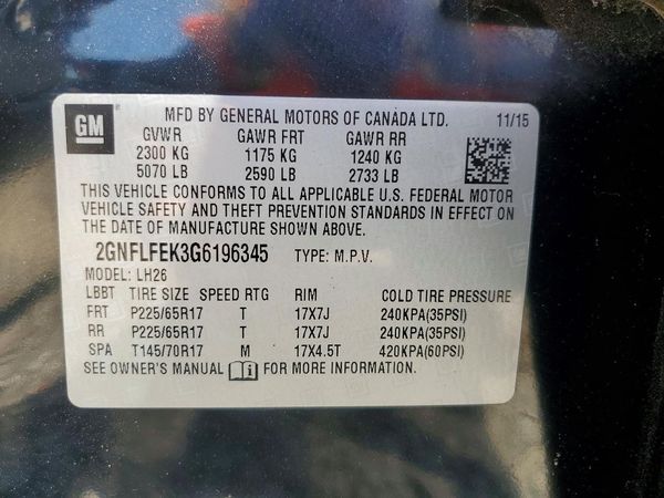 2016 CHEVROLET EQUINOX LT