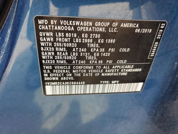 2019 VOLKSWAGEN ATLAS