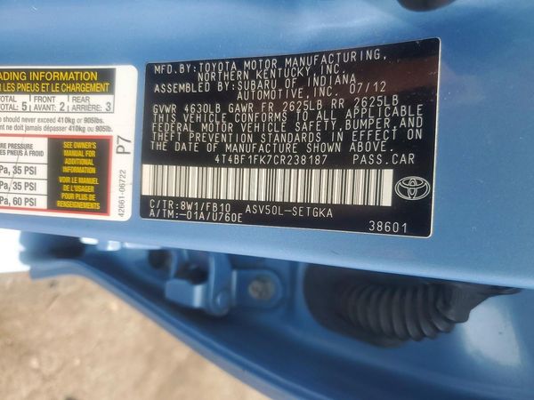 2012 TOYOTA CAMRY