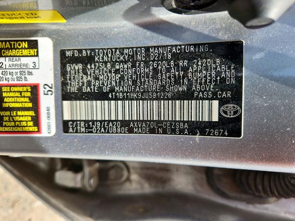 2018 TOYOTA CAMRY L/LE/SE/XLE
