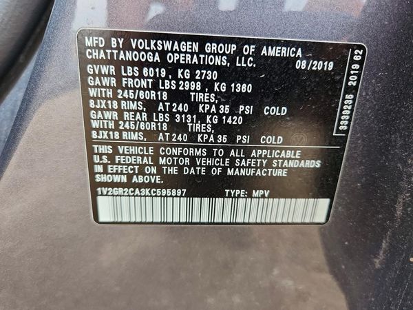 2019 VOLKSWAGEN ATLAS