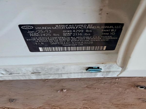 2013 HYUNDAI SONATA GLS/ GLS Popular — VINS