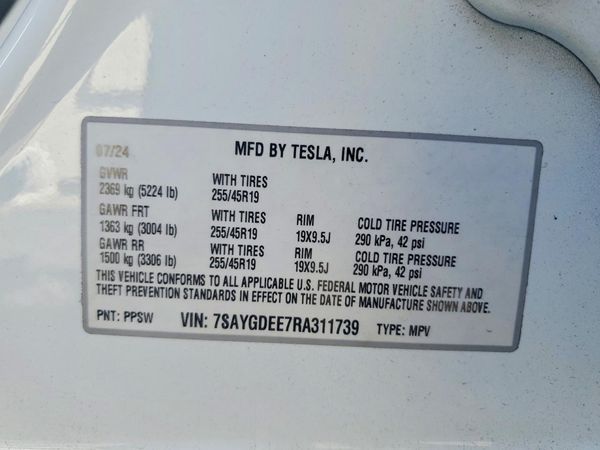 2024 TESLA MODEL Y — VINS