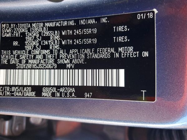 2018 TOYOTA HIGHLANDER Ltd/Ltd Platinum