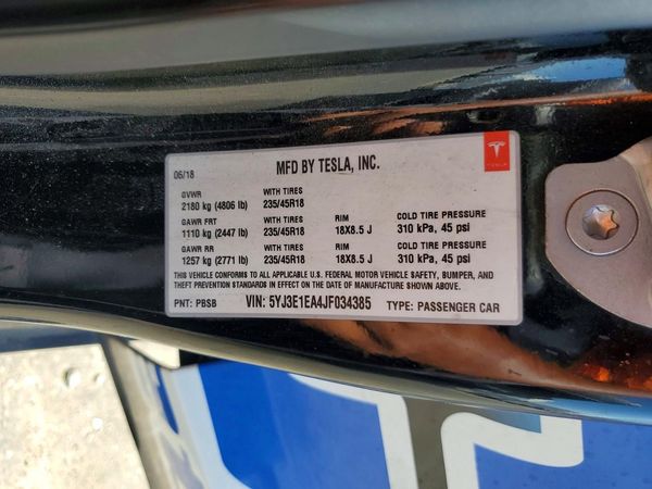 2018 TESLA MODEL 3