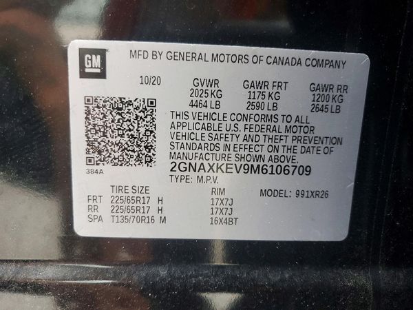 2021 CHEVROLET EQUINOX LT (1LT) — VINS