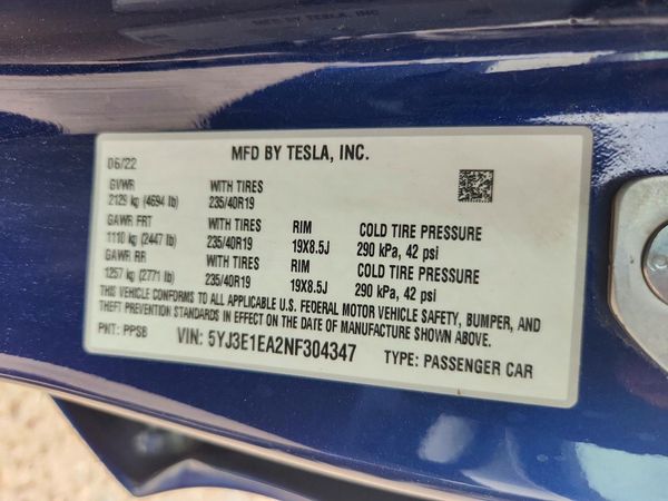 2022 TESLA MODEL 3