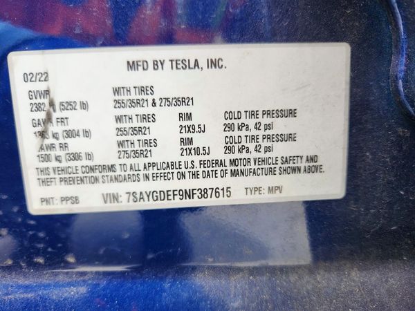 2022 TESLA MODEL Y