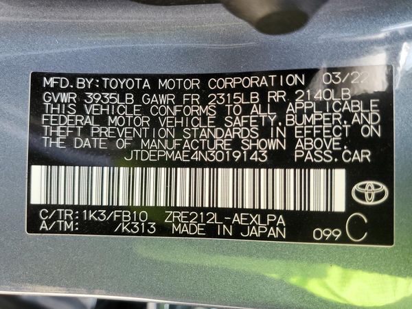 2022 TOYOTA COROLLA