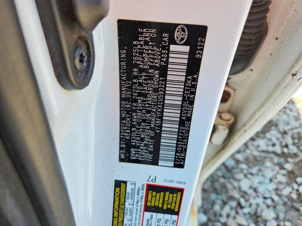 2012 TOYOTA CAMRY — VINS