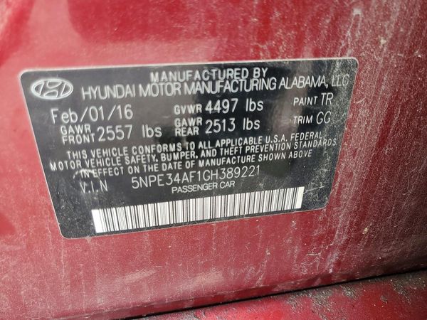 2016 HYUNDAI SONATA