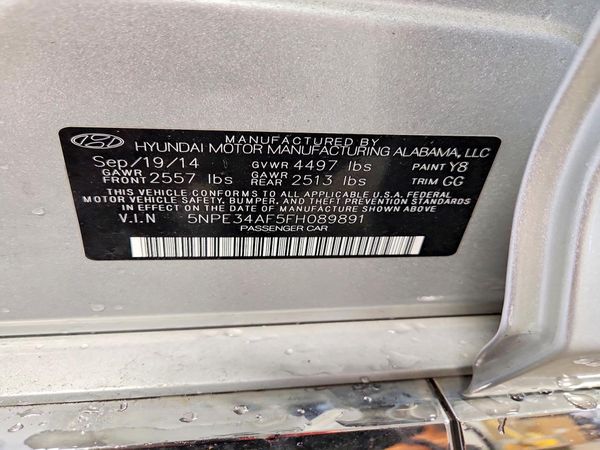 2015 HYUNDAI SONATA — VINS