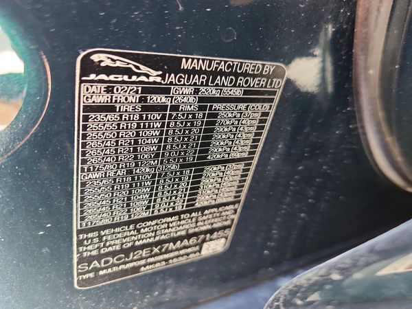 2021 JAGUAR F-PACE P250 S