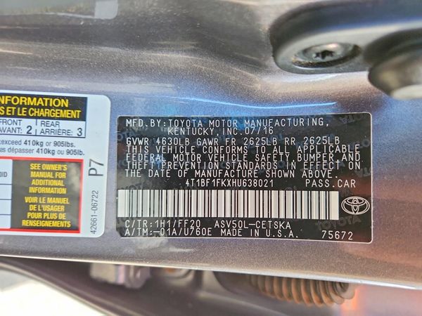 2017 TOYOTA CAMRY LE/SE/XLE/XSE