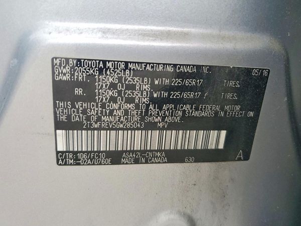 2016 TOYOTA RAV4 XLE (M Grade)
