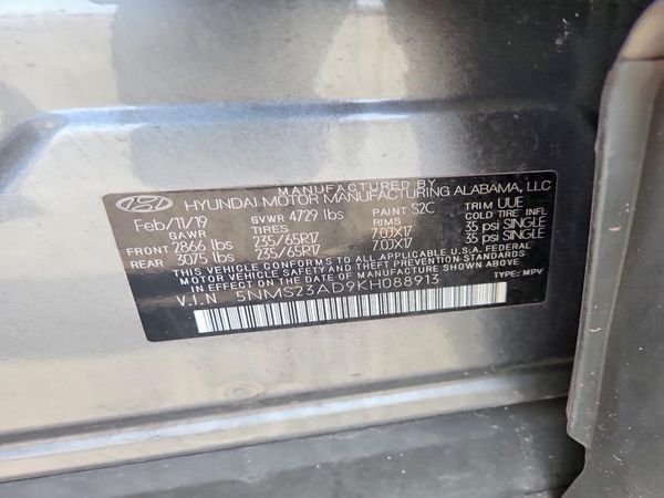 2019 HYUNDAI SANTA FE SE