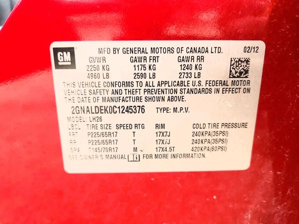 2012 CHEVROLET EQUINOX 1LT