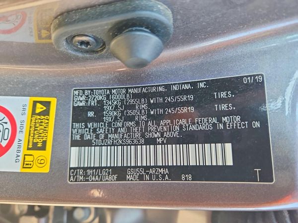 2019 TOYOTA HIGHLANDER SE/XLE