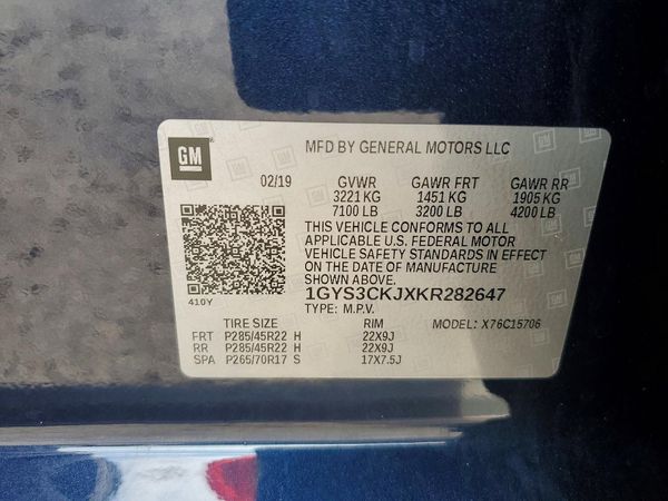 2019 CADILLAC ESCALADE Premium Luxury — VINS
