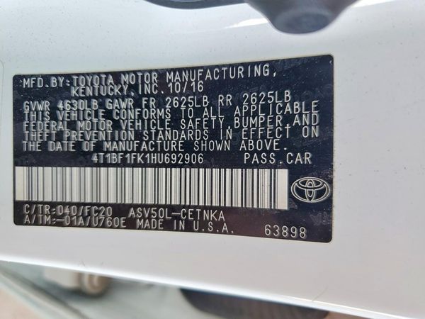 2017 TOYOTA CAMRY LE/SE/XLE/XSE