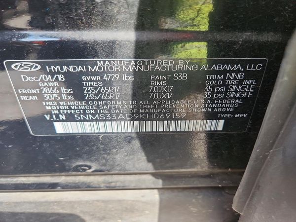 2019 HYUNDAI SANTA FE SEL, SEL Plus