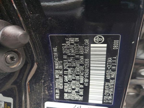 2016 TOYOTA CAMRY — VINS