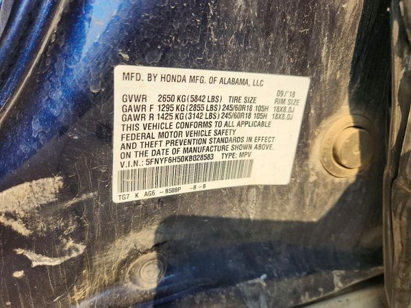2019 HONDA PILOT EXL