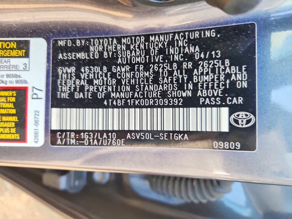 2013 TOYOTA CAMRY