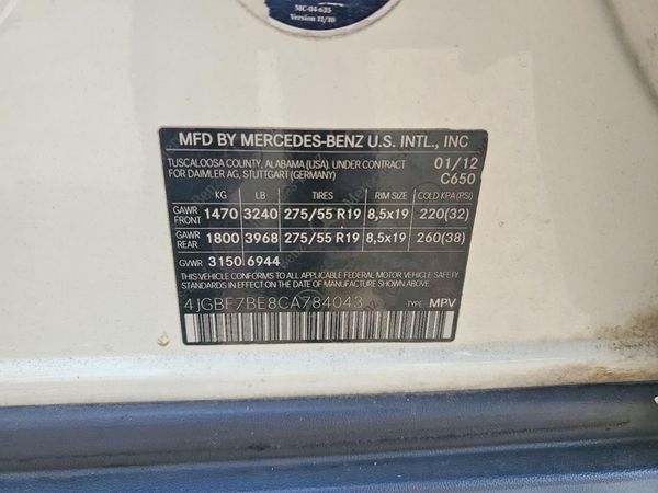 2012 MERCEDES-BENZ GL GL450 4-MATIC