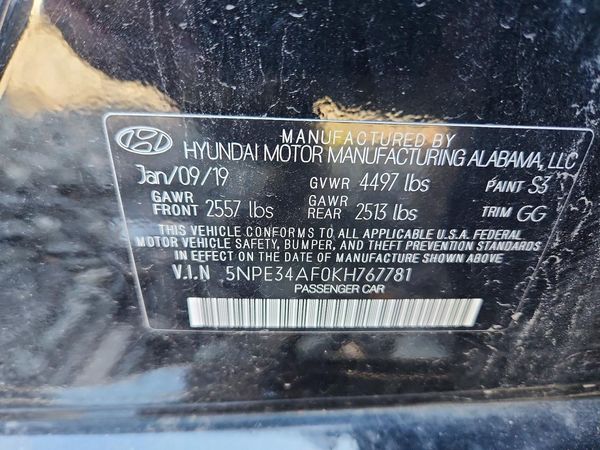 2019 HYUNDAI SONATA