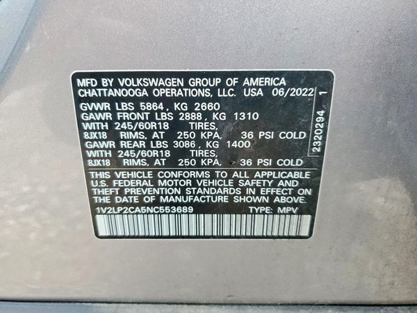 2022 VOLKSWAGEN ATLAS 4Motion SE