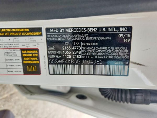 2016 MERCEDES-BENZ C-CLASS C300-4M — VINS