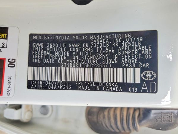 2019 TOYOTA COROLLA L/LE/SE/XLE/XSE