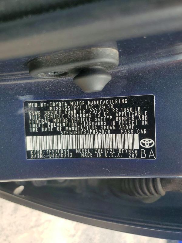 2018 TOYOTA COROLLA L/LE/SE/XLE/XSE
