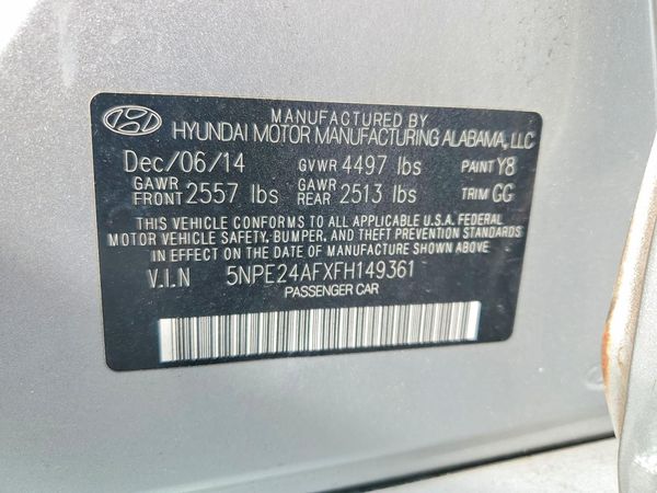 2015 HYUNDAI SONATA SE, ECO