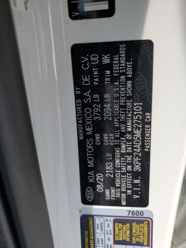 2021 KIA FORTE FE, LXS