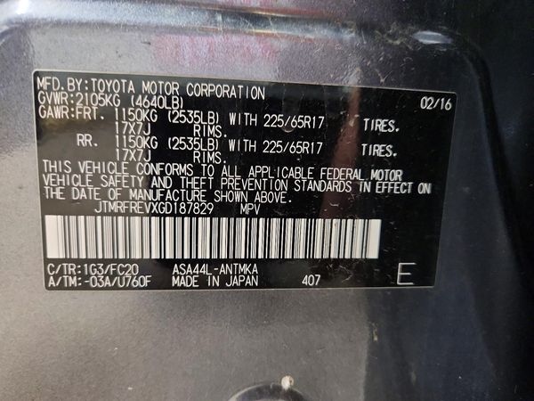 2016 TOYOTA RAV4 XLE (M Grade)