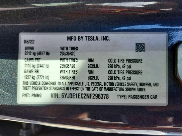 2022 TESLA MODEL 3