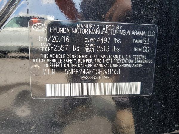 2016 HYUNDAI SONATA