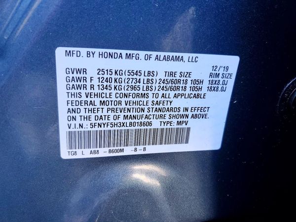 2020 HONDA PILOT EX